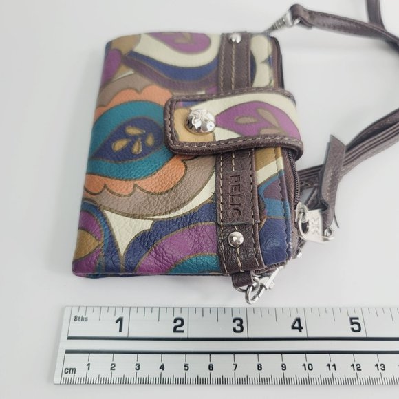 RELIC Teal Purple & Brown Faux Leather Boho Paisley Crossbody Mini Purse Wallet - Picture 7 of 8